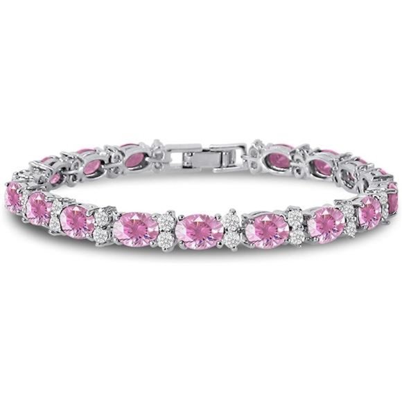 Oval CZ Tennis Bracelet with Round White CZ Accents - Picture 3 of 3